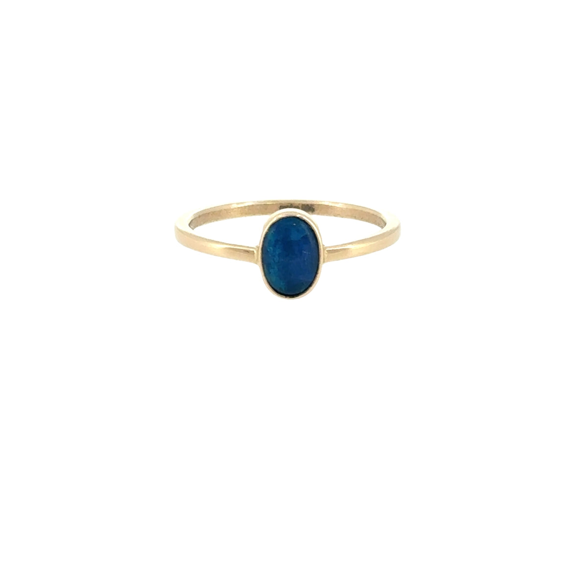 Handsmíðað hringur með bláum opal