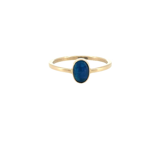 Handsmíðað hringur með bláum opal