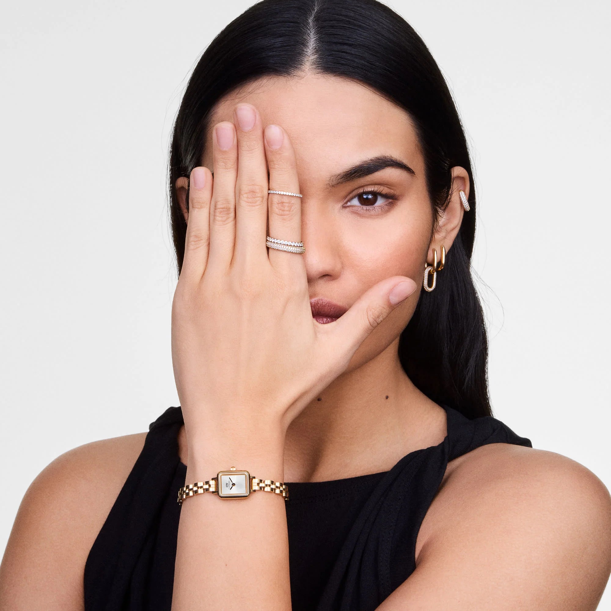 Daniel Wellington - Quadro Mini Arch 3-Link White Sunray Gold