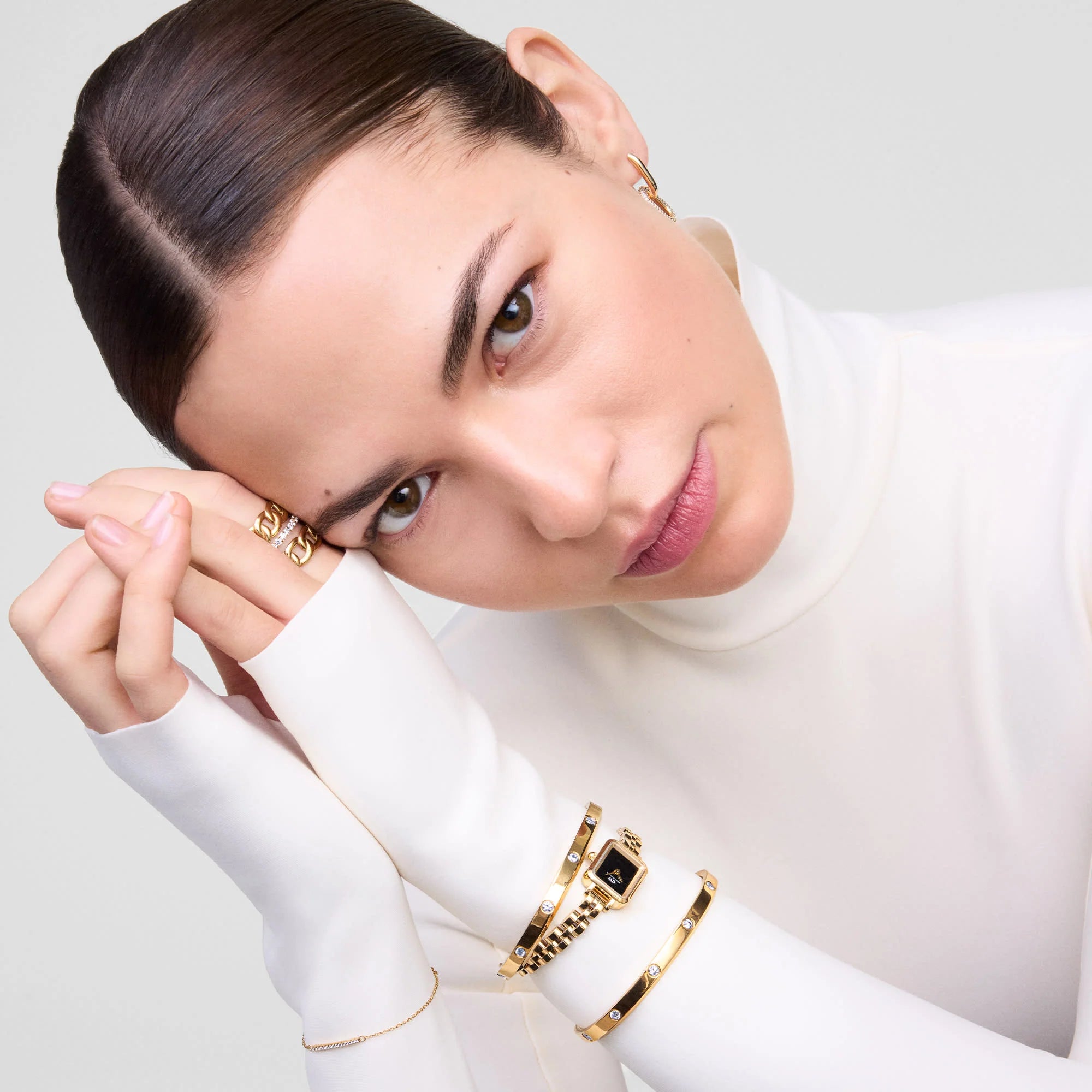 Daniel Wellington -Quadro Mini Arch 3-link Onyx Sunray Gold