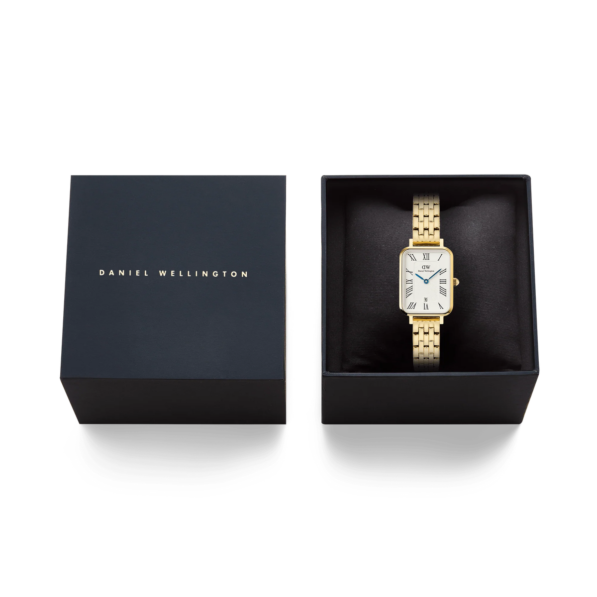 Daniel Wellington - Quadro Roman Numerals Date 5-link Gold