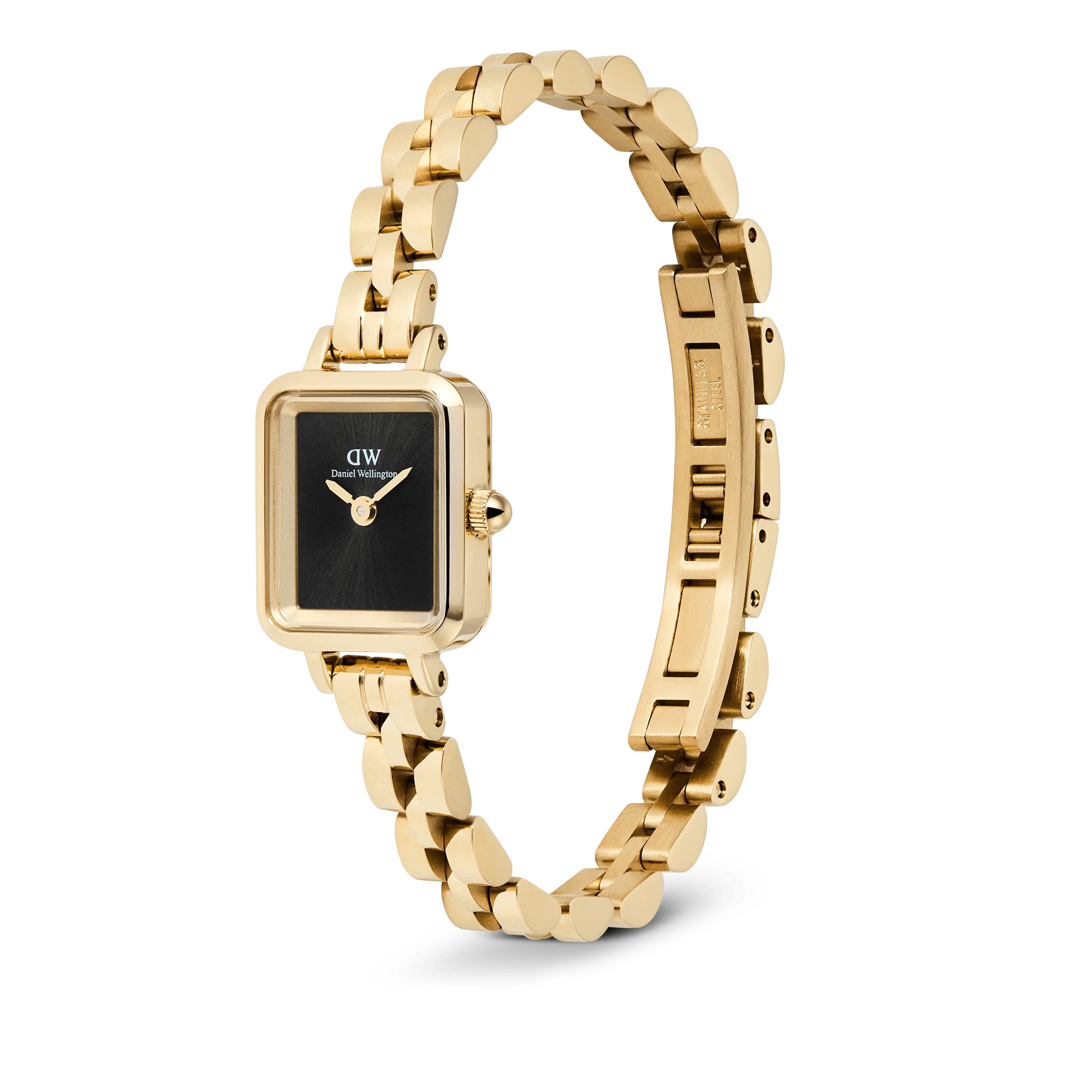 Daniel Wellington -Quadro Mini Arch 3-link Onyx Sunray Gold